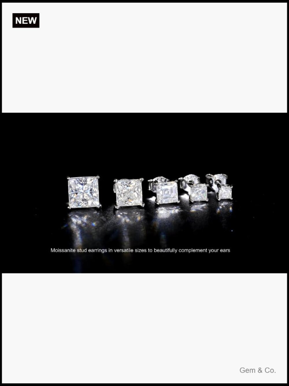 Princess Cut Moissanite Square Stud Earrings 925 Sterling Silver Hypoallergenic - Picture 7 of 7